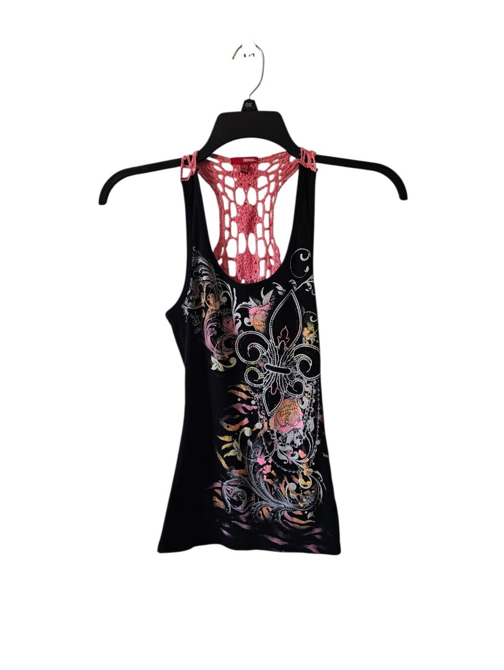 Bongo Vintage y2k Grunge Graphic Tank Top Pink Crochet Racerback Mall Goth Med